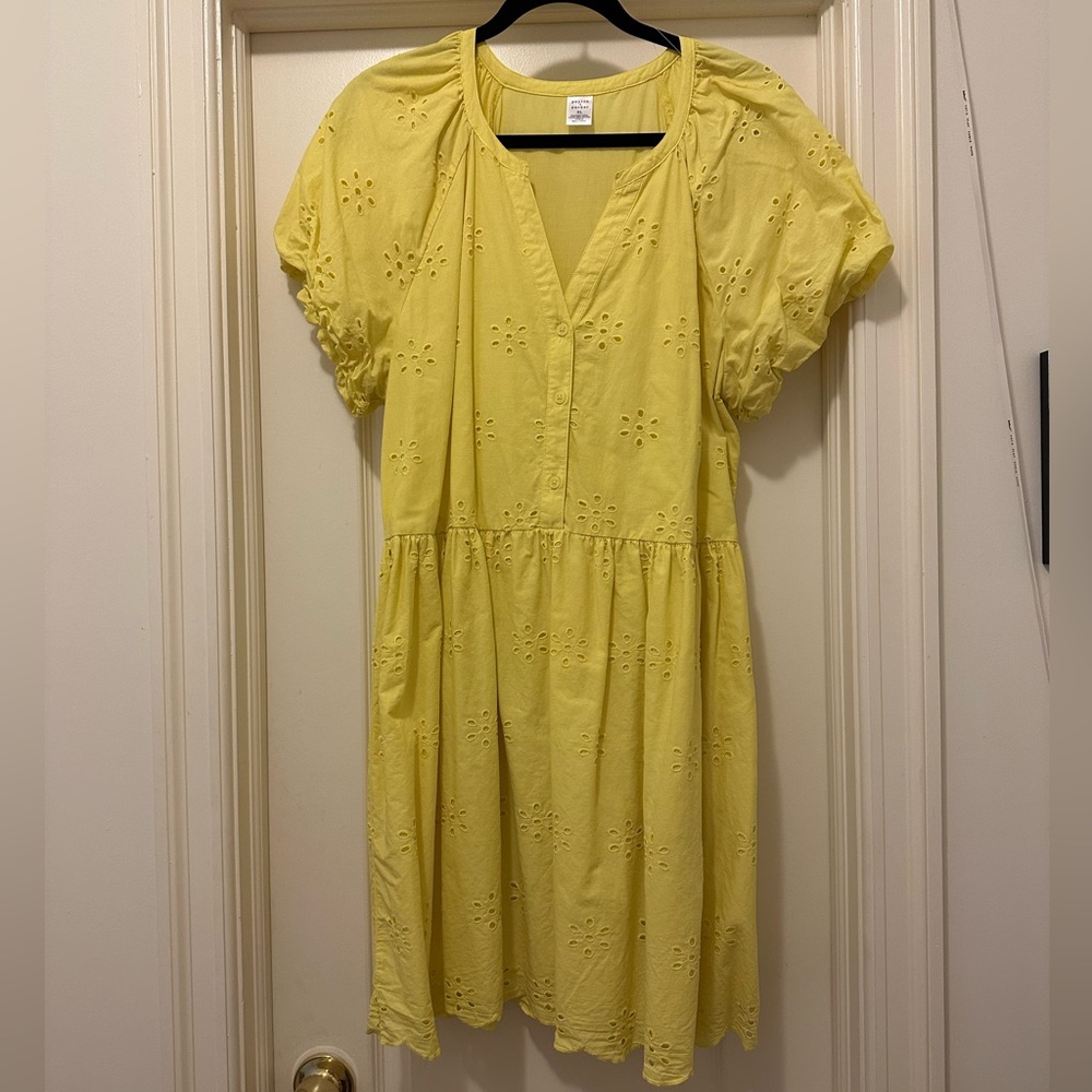 Bright yellow floral eyelet dress, XL